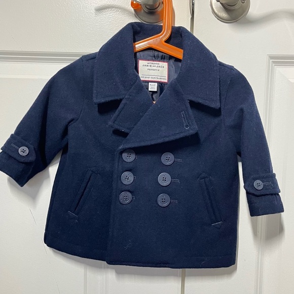 Janie and Jack girls wool blend navy double breasted pea coat size 6-12 … - Picture 1 of 7